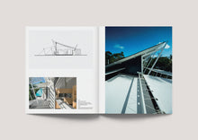 Load image into Gallery viewer, Book spread for Gabriel Poole Houses: Poetry in Construction, featuring one of Poole's lightweight sub-tropical Queensland houses, edited by Andrew Mackenzie, published by Uro Publications.